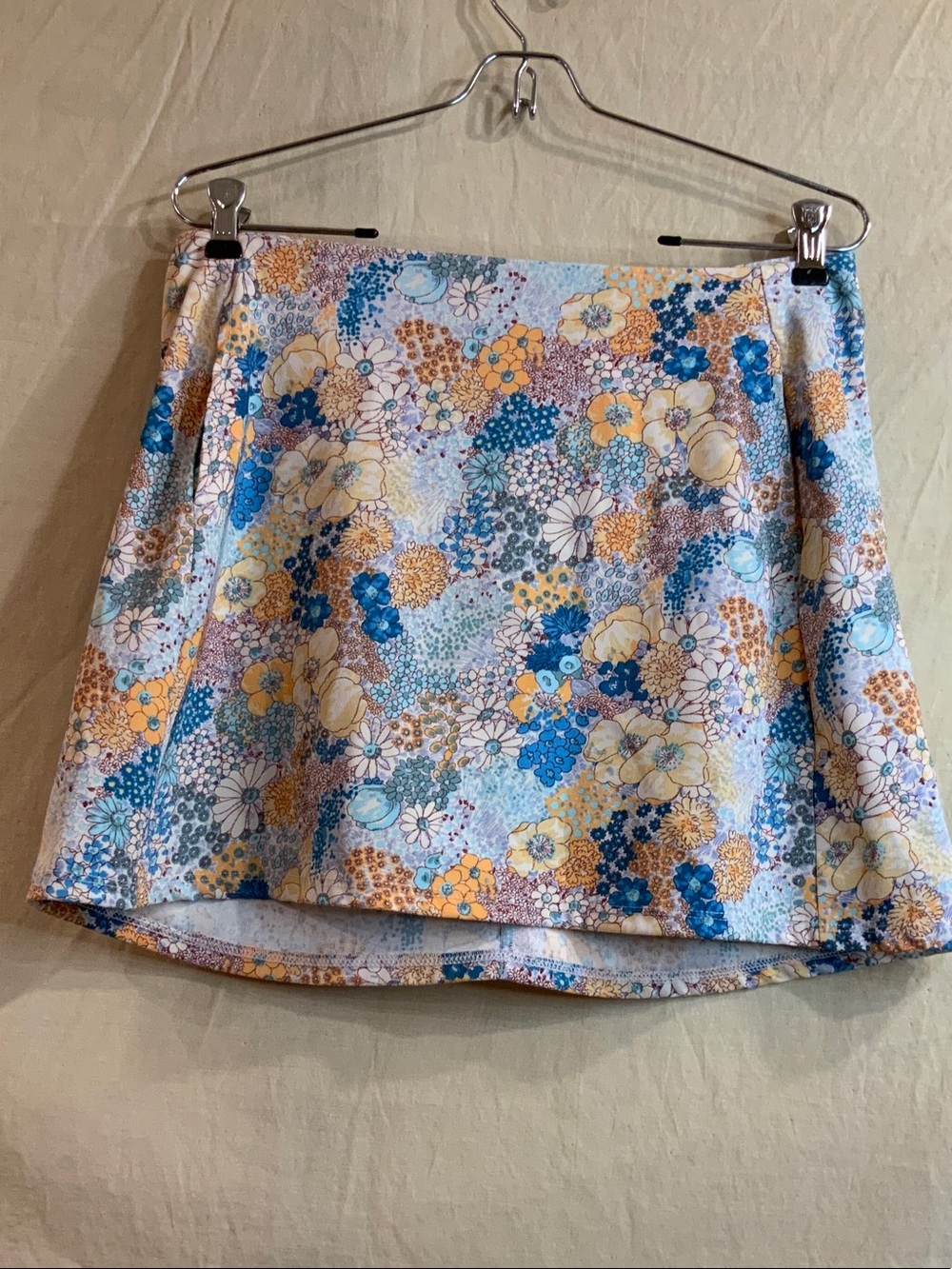 Altar'd State Blue & Yellow Floral Mini Skirt